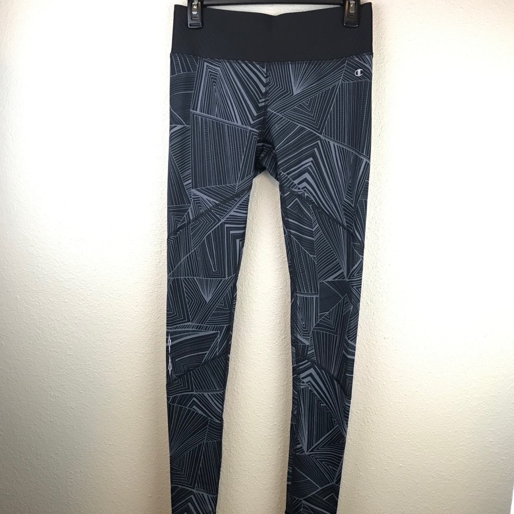 Champion Black Gray Graphic Leggings Gym Pants M